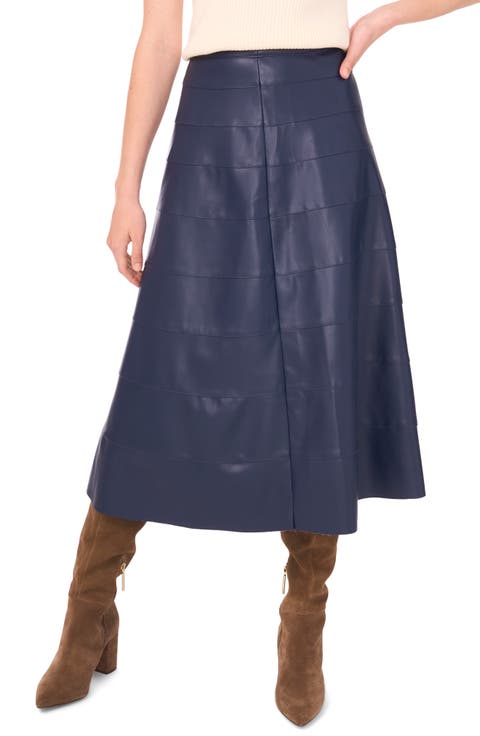 Seamed Faux Leather Skirt