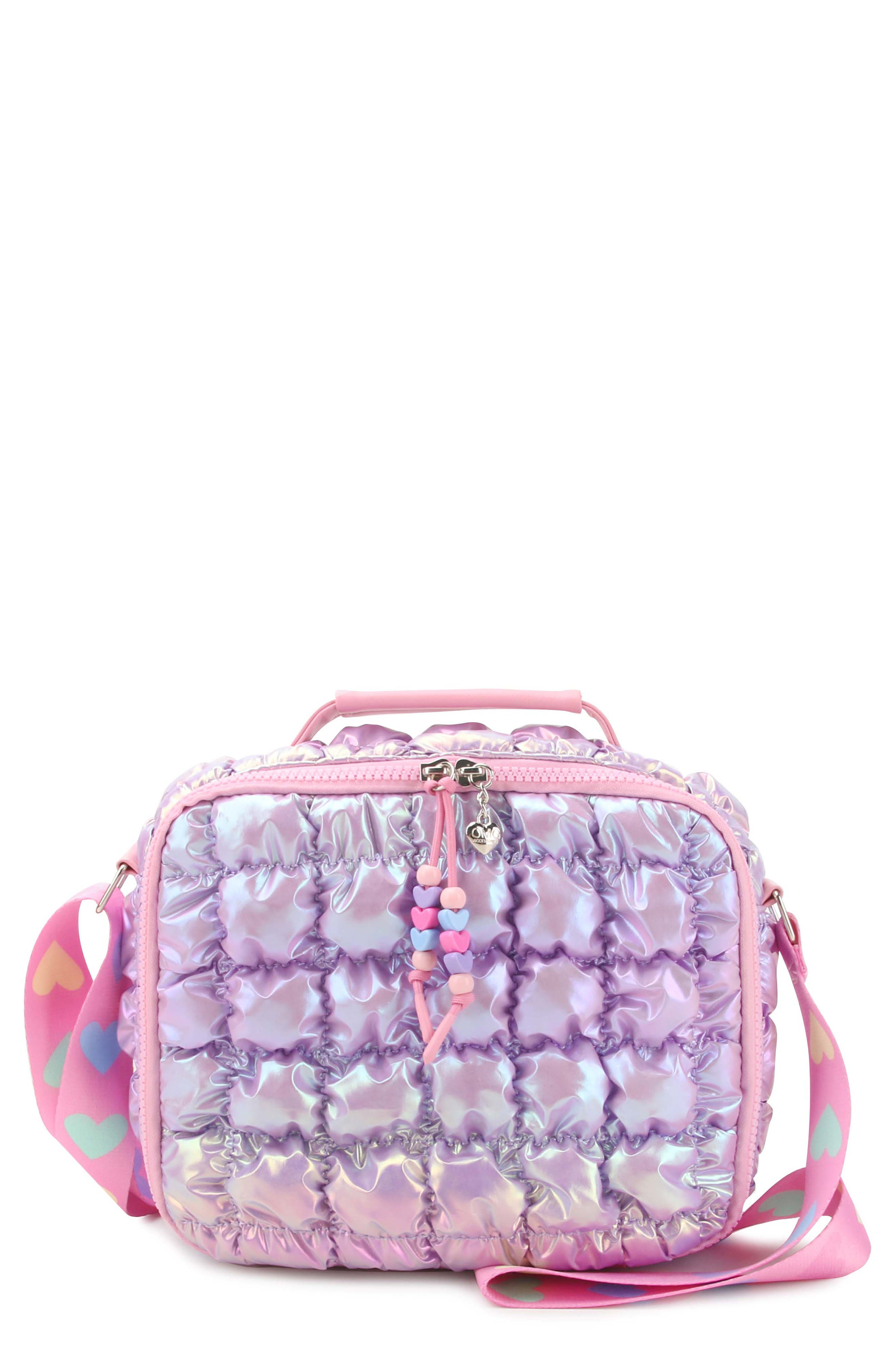 OMG Accessories Kids' Metallic Scrunch Lunch Bag, Main, color, 