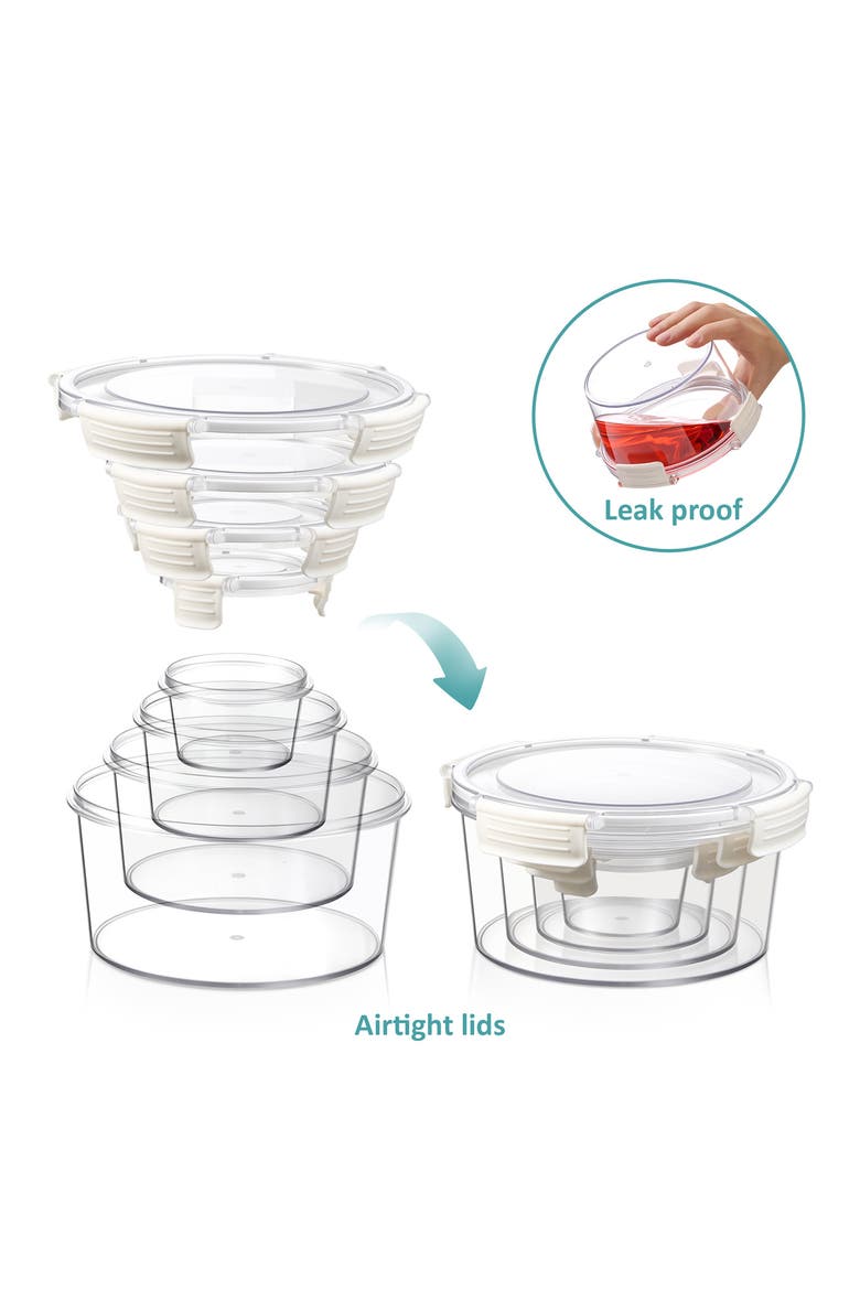Set of 4 Nesting Round Food Storage Containers, Alternate, color, NO COLOR