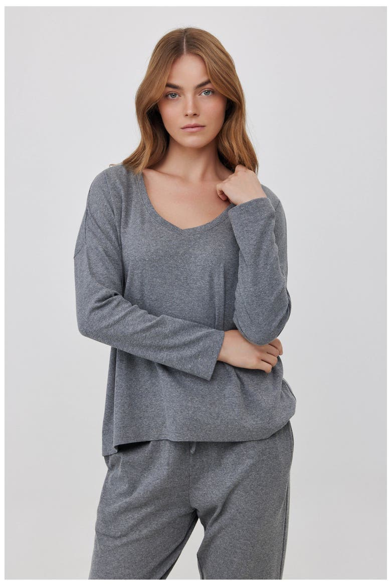 Sandy Days Loungewear Top, Alternate, color, Grey
