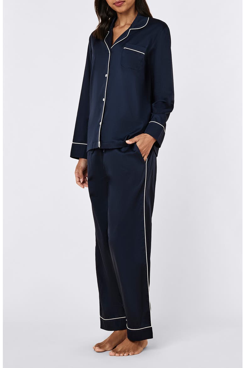 Zoe Cotton Sateen Pajamas, Alternate, color, DEEP NAVY