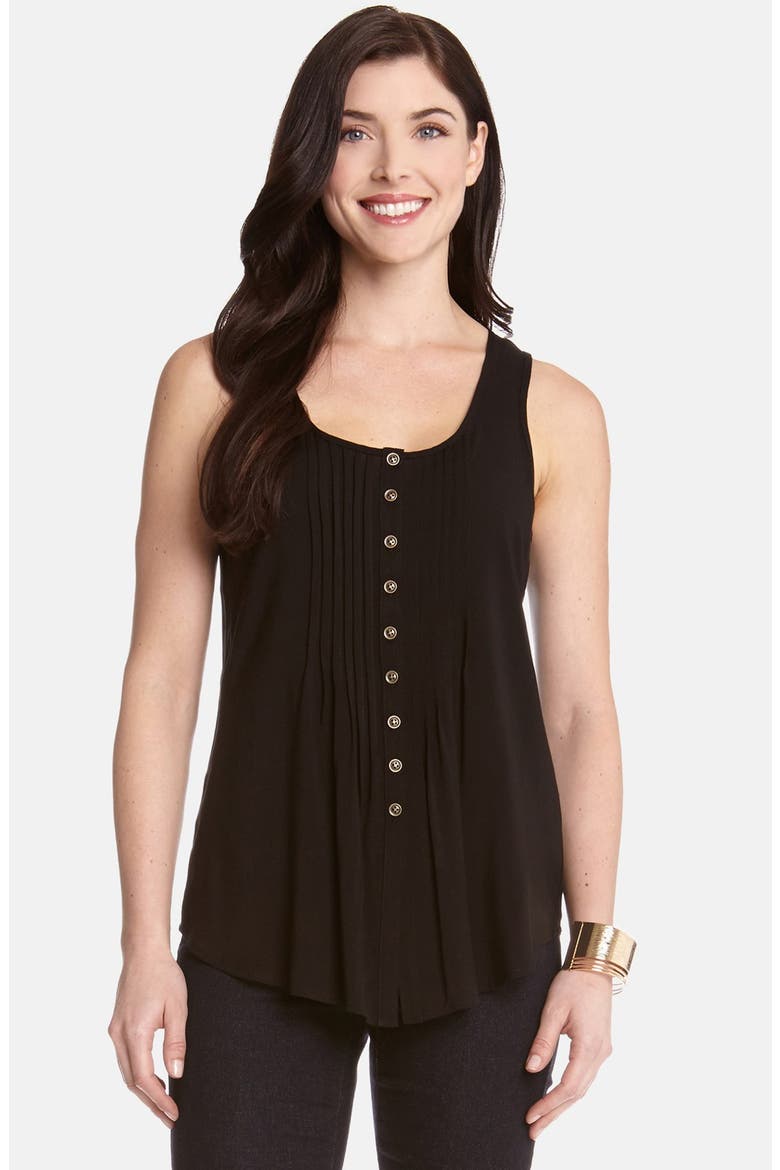 Sleeveless Pintuck Top, Main, color, BLACK