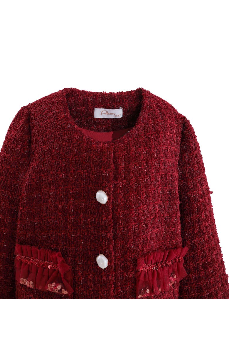 Tweed Button-Up Jacket, Alternate, color, Red