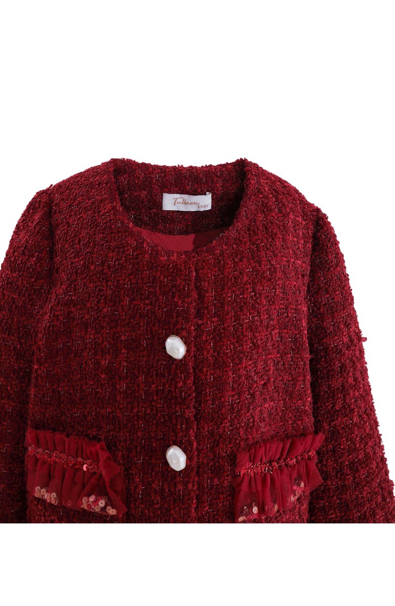 Tulleen Tweed Button-Up Jacket, Alternate, color, Red