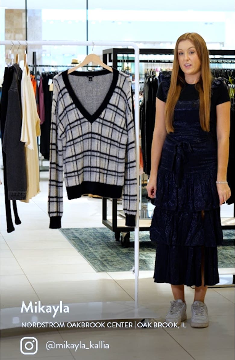 V-Neck Plaid Jacquard Sweater, sales video thumbnail