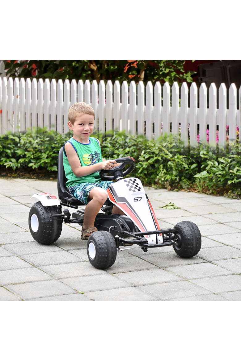 Kids Pedal Go Kart, Racing Style, Alternate, color, White