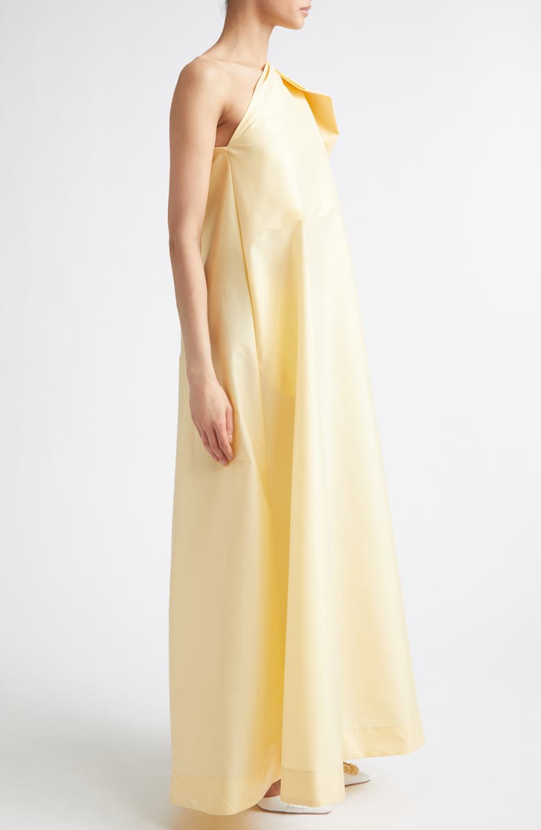BERNADETTE Winnette Bow Detail One-Shoulder Satin Dress, Alternate, color, Soft Yellow