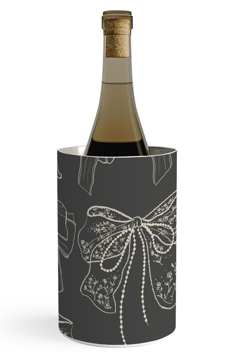 Deny Designs Bow Stainless Steel Wine Chiller, Main, color, Black-White