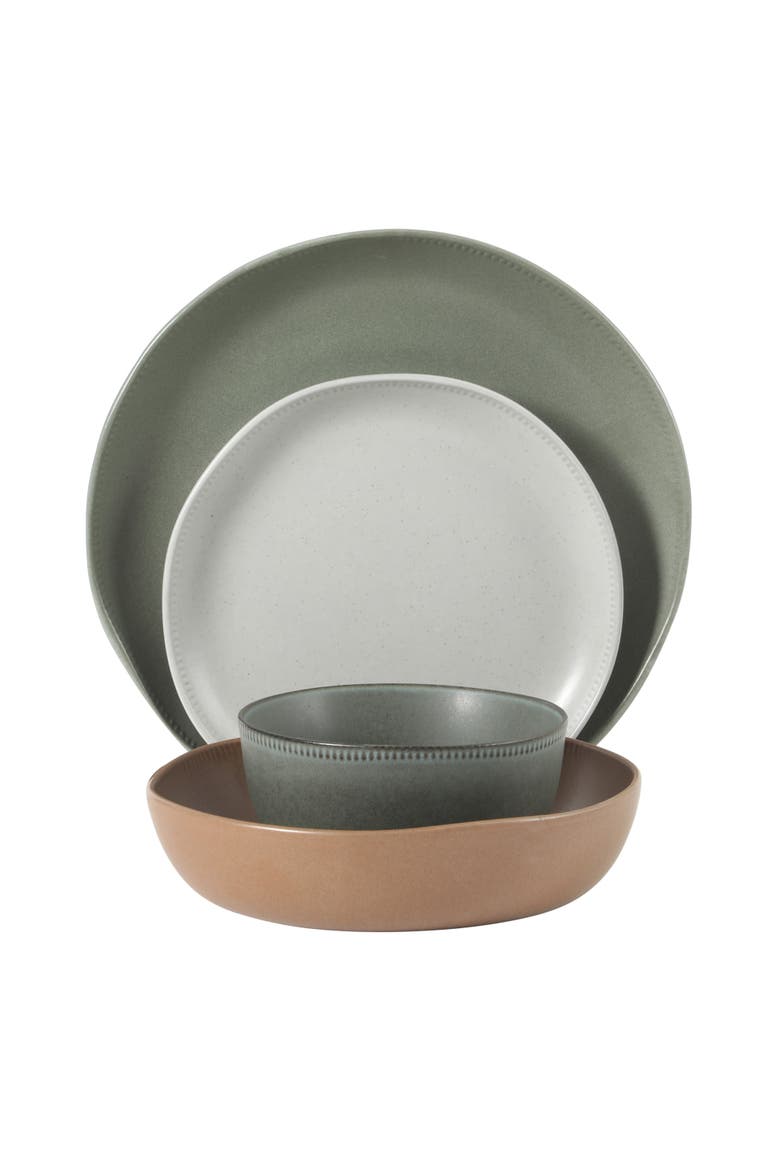 Menlo Park 16-Piece Stoneware Embossed Plates and Bowls Dinnerware Se, Alternate, color, Multicolors