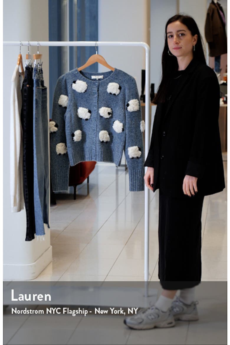 Samira Sheep Appliqué Merino Wool Blend Cardigan video