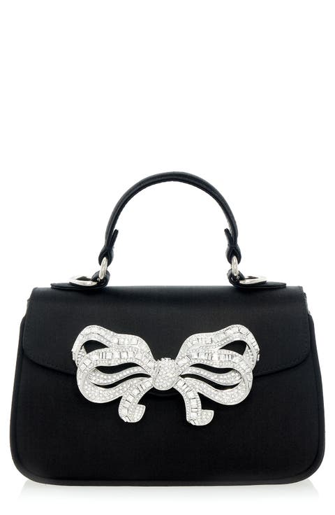 Satin Bow Top Handle Bag