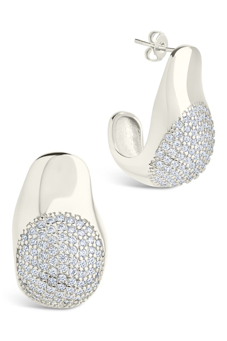 Wesley Pavé Cubic Zirconia Statement Hoop Earrings, Main, color, SILVER