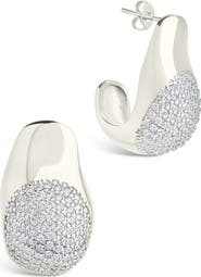 Sterling Forever Wesley Pavé Cubic Zirconia Statement Hoop Earrings