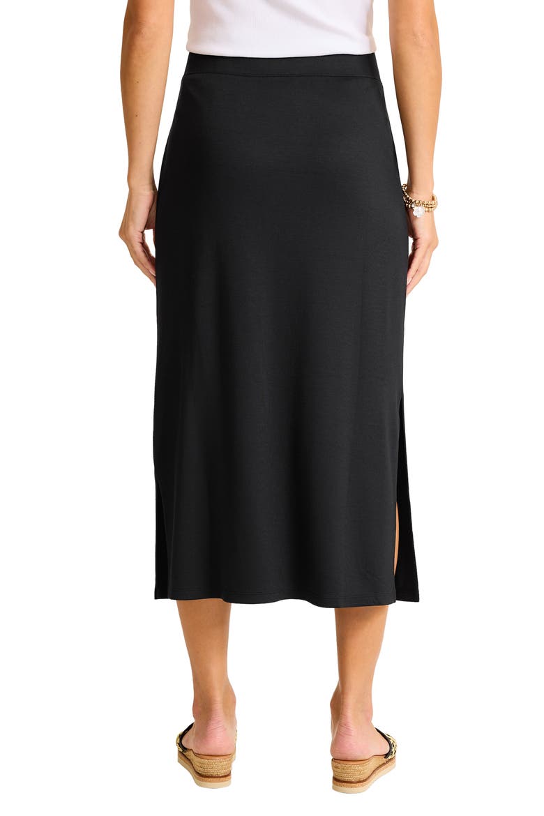 Drapey Ponte Midi Skirt, Alternate, color, BLACK