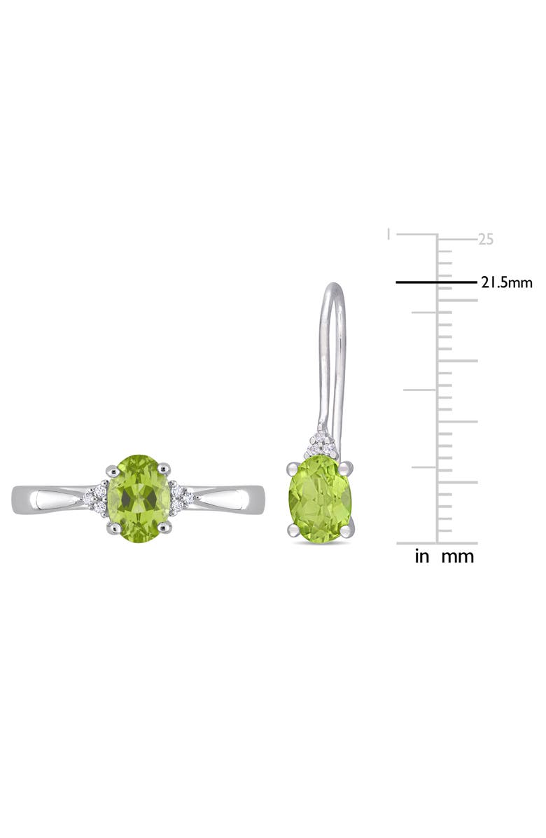 DELMAR Oval Cut Peridot & Diamond Ring & Drop Earrings Set - 0.06ct., Alternate, color,