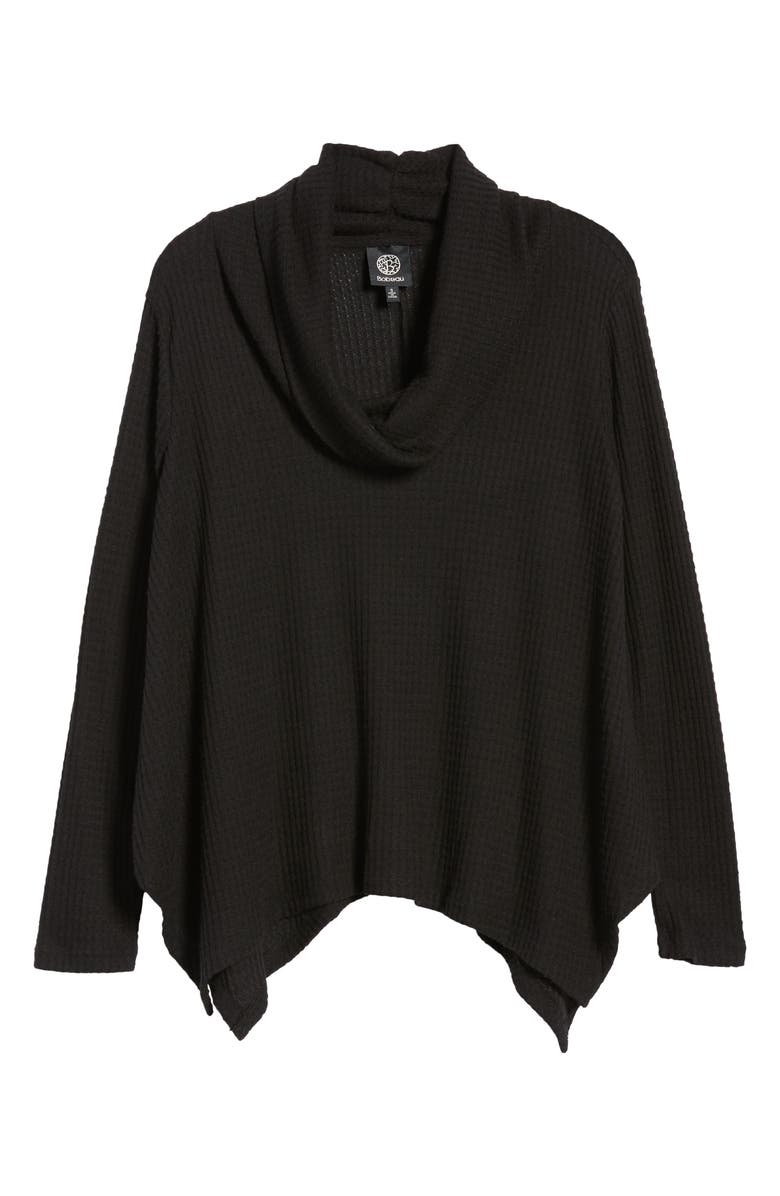 Bobeau Cowl Neck Shark Bite Hem Waffle Knit Top, Alternate, color, 