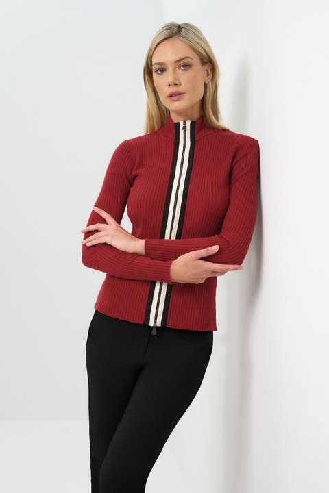 Charlize Sweater Top in Crimson