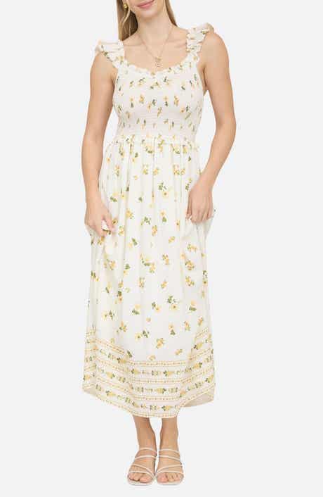 Blu Pepper Floral Ruffle Fit & Flare Midi Dress