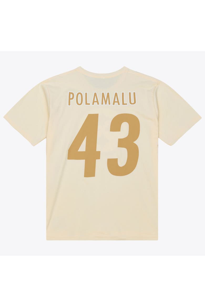 Men's Mitchell & Ness Troy Polamalu Cream Pittsburgh Steelers Sandman Name & Number T-Shirt, Alternate, color, Cream