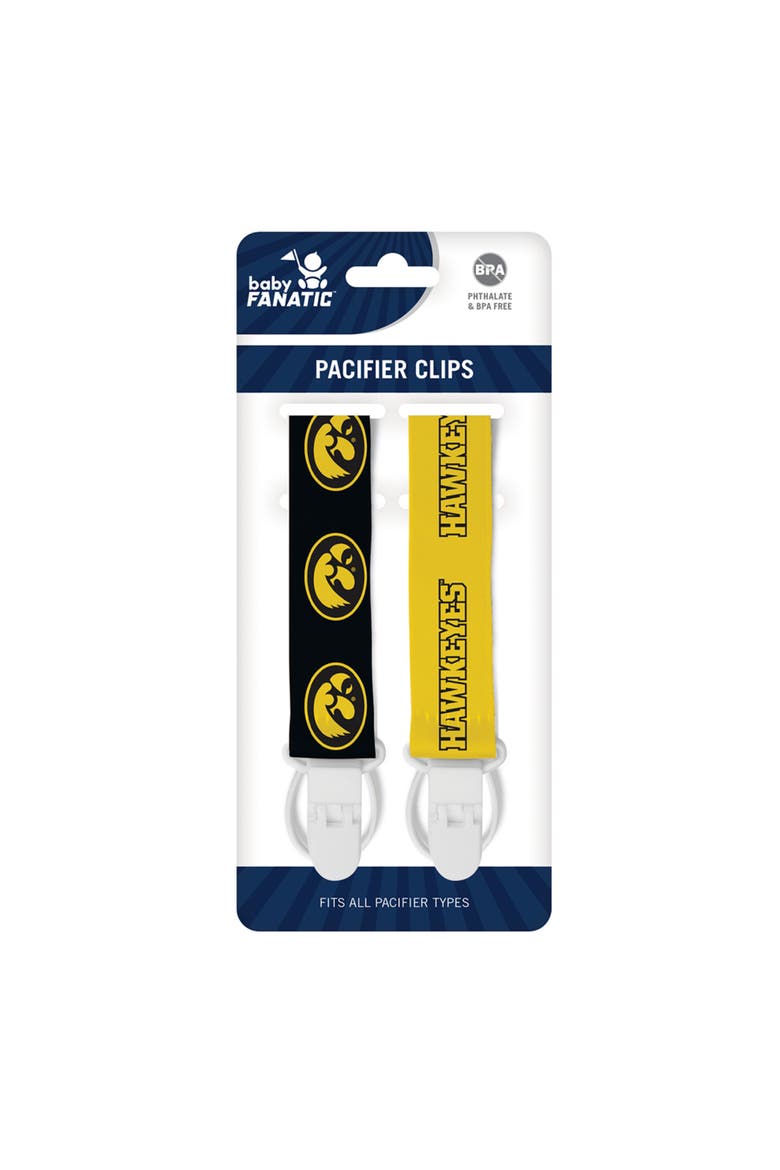 Iowa Hawkeyes Pacifier Clip 2-Pack, Alternate, color, Multicolor