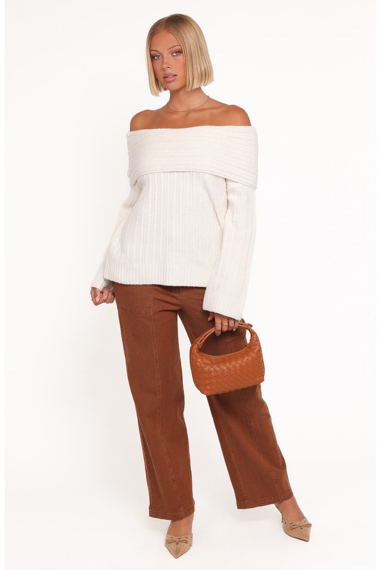 Kenny Off the Shoulder Rib Sweater, Alternate, color, CREAM