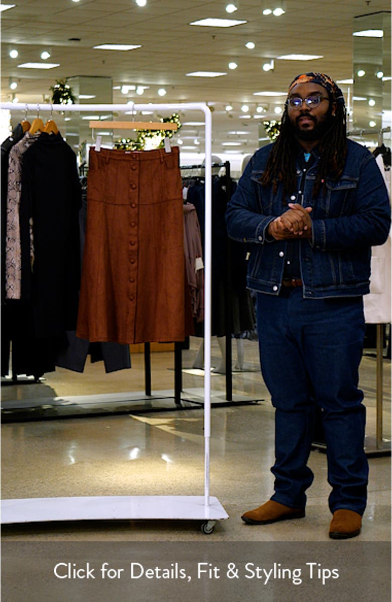 Zoya Faux Suede Midi Skirt, sales video thumbnail