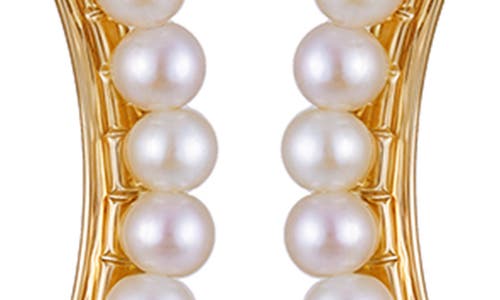 Vince Camuto Pavé Crystal & Faux Pearl Hoop Earrings In Gold