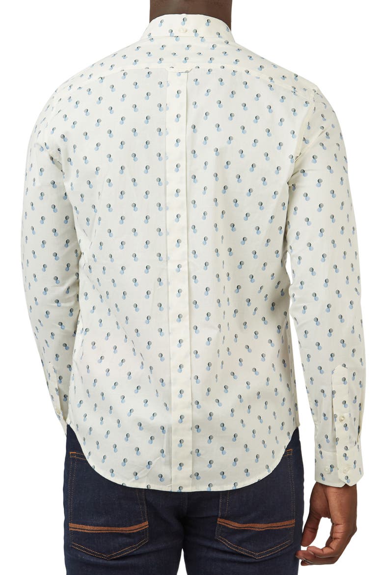 Regular Fit Dot Print Cotton Button-Down Shirt, Alternate, color, IVORY
