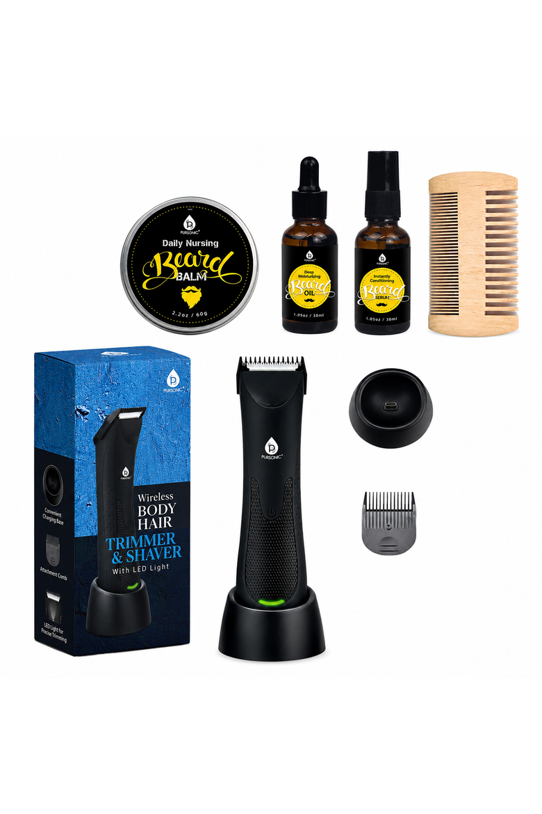 Wireless Body Hair Trimmer & Shaver & Beard Care Grooming Kit Bundle, Main, color, Multicolor
