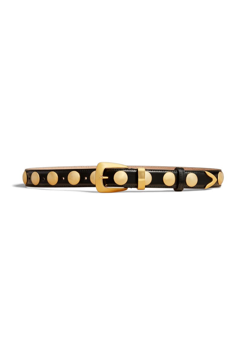 Benny Stud Calfskin Leather Belt, Main, color, 200 BLACK