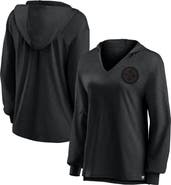 FANATICS Women's Fanatics   Pittsburgh Steelers Blackout Slub Hoodie V-Neck Long Sleeve T-Shirt