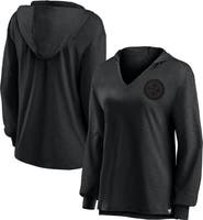 FANATICS Women's Fanatics   Pittsburgh Steelers Blackout Slub Hoodie V-Neck Long Sleeve T-Shirt