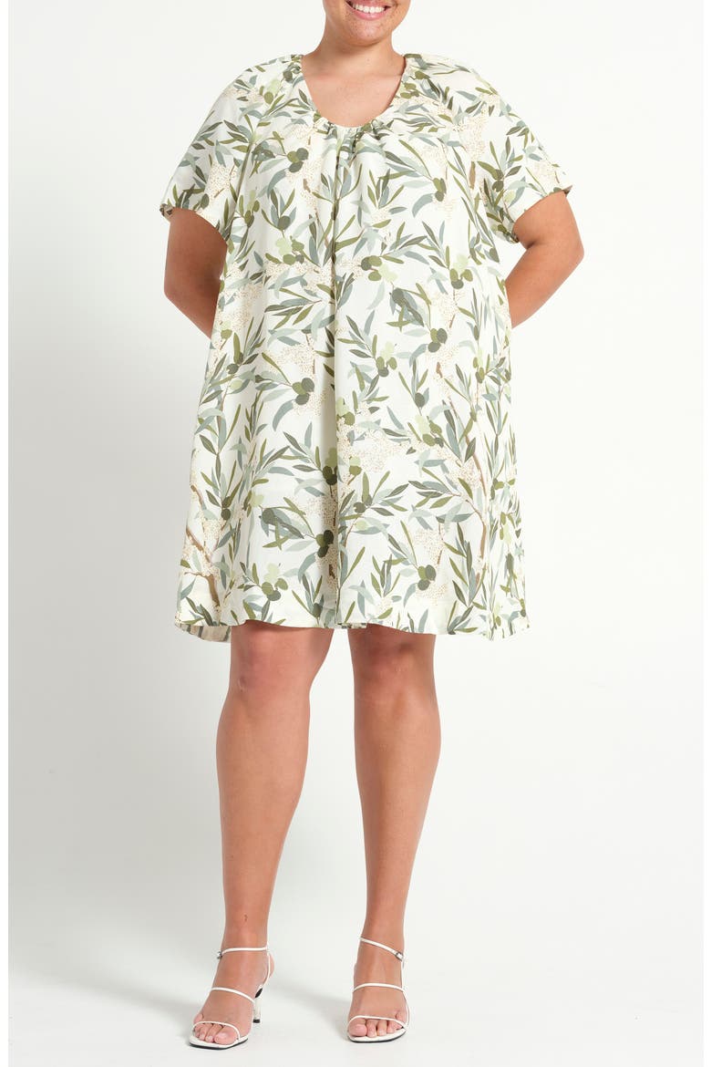 Oliviana Leaf Print Shift Dress, Main, color, OLEA