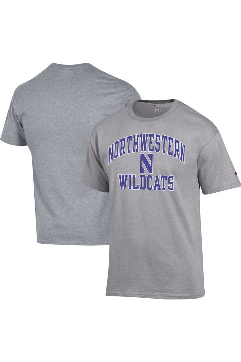Men's Champion Heather Gray Northwestern Wildcats High Motor T-Shirt, Main, color, Heather Gray