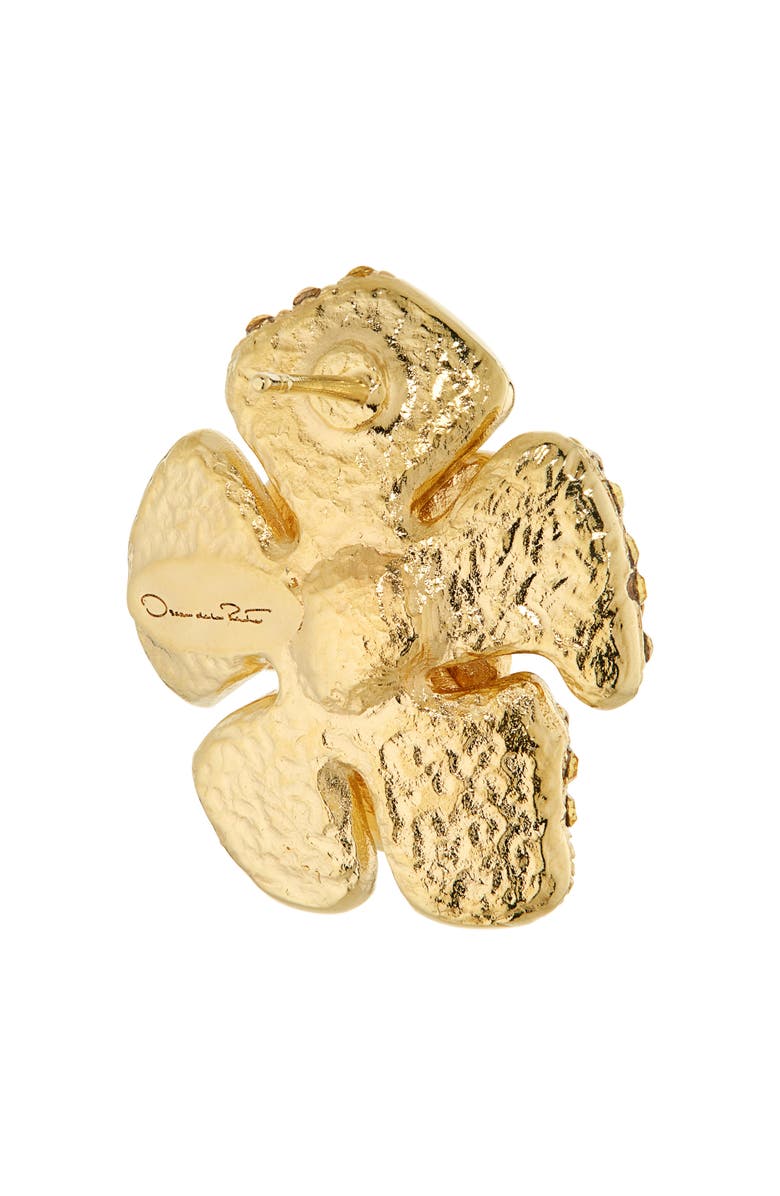 Oscar de la Renta Small Pavé Rose Stud Earrings, Alternate, color, Light Topaz