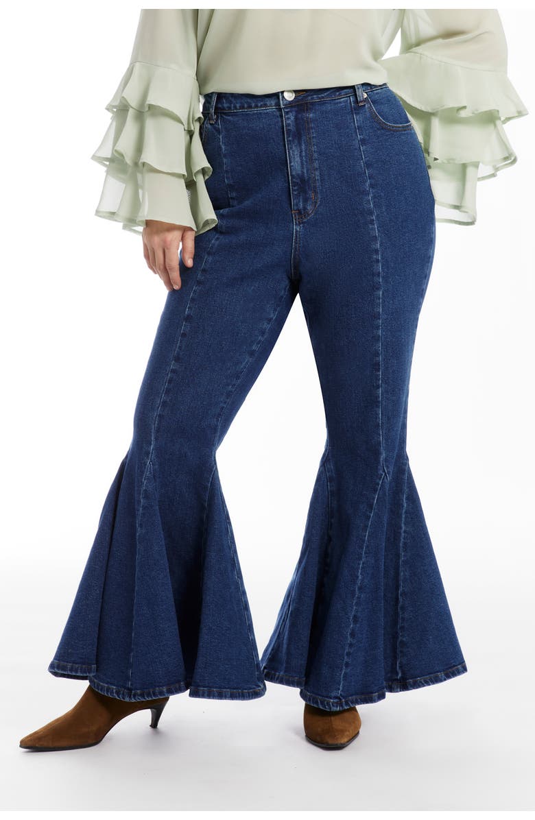 June + Vie High Waisted Flare Godet Jean, Alternate, color, Vintage Medium Wash