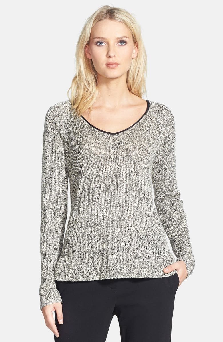 Eileen Fisher Organic Linen & Wool V-Neck Sweater, Main, color,