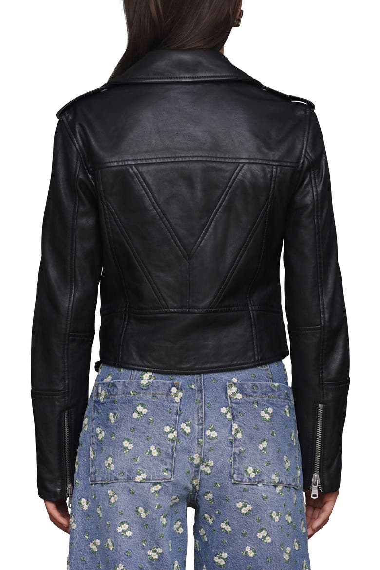 Leather Biker Jacket, Alternate, color, BLACK