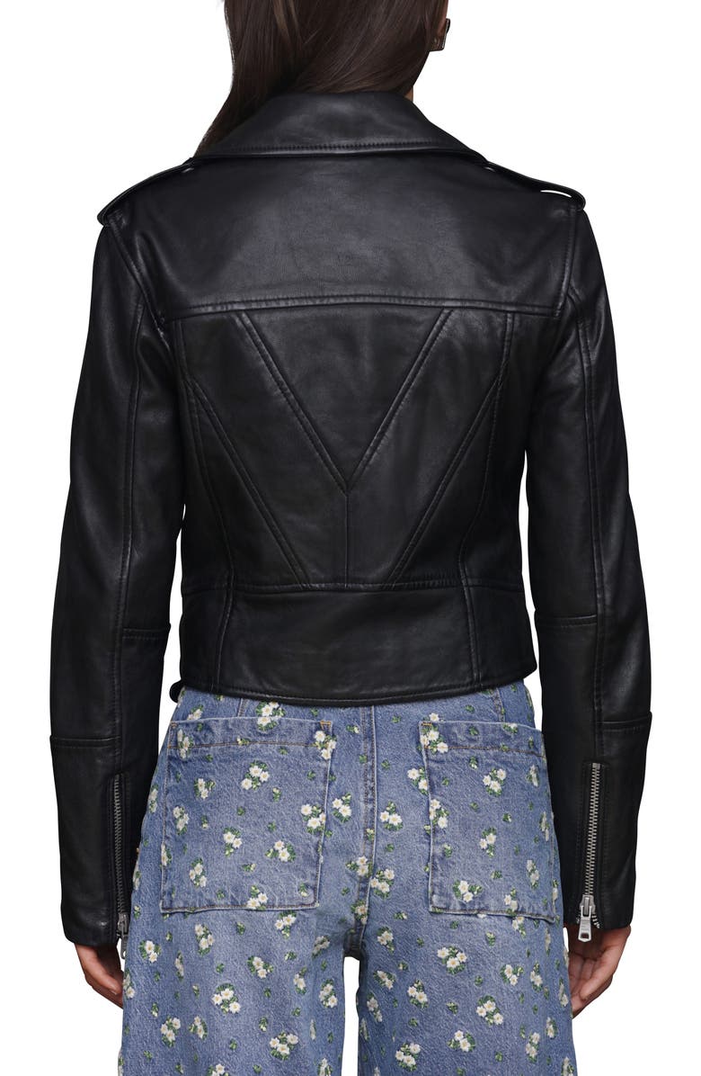 Avec Les Filles Leather Biker Jacket, Alternate, color,