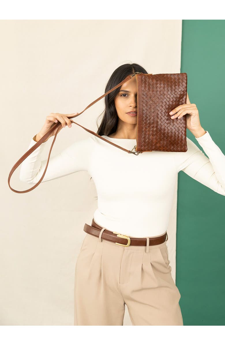 Deux Mains Woven Crossbody Clutch Bag, Alternate, color, Mahogany