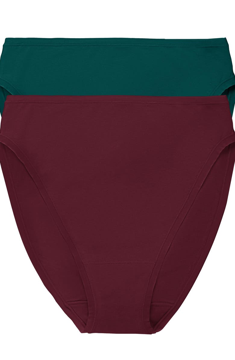 Natori Bliss Bare Cotton High Cut Brief 2-Pack, Main, color, Elm/Royal Fig