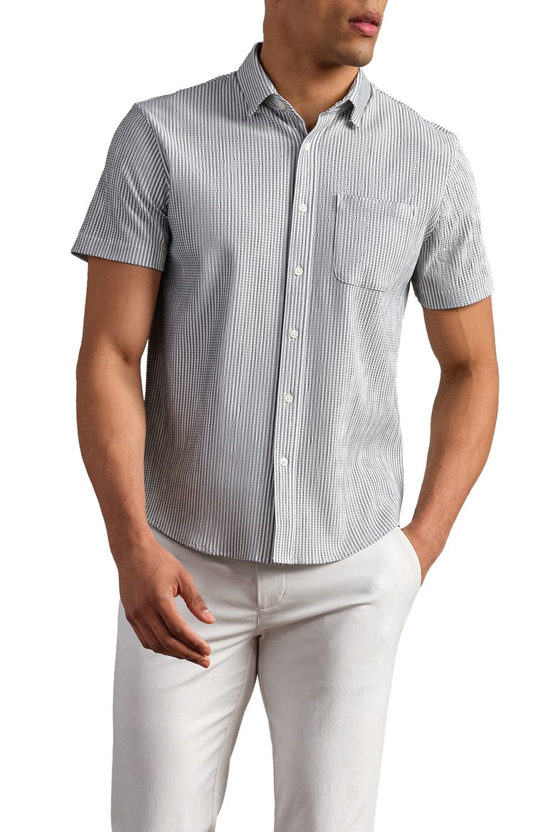 Commuter Stripe Seersucker Button-Up Shirt, Main, color, STONE STRIPE