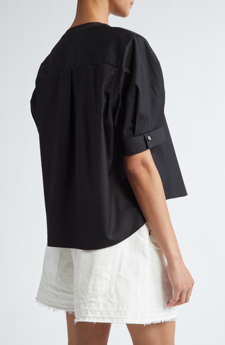 Sacai x Thomas Mason Puff Sleeve Cotton Poplin Top, Alternate, color, 