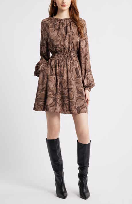 Nordstrom Shirred Waist Long Sleeve Minidress