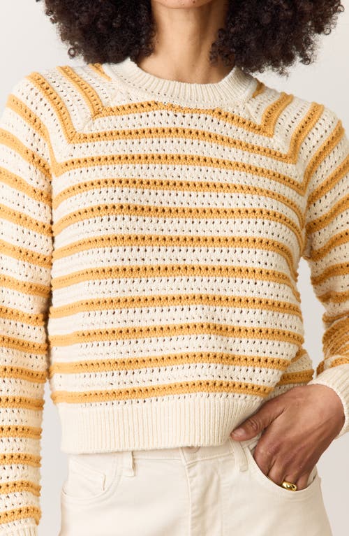 MARINE LAYER MARINE LAYER STRIPE OPEN STITCH CREWNECK SWEATER