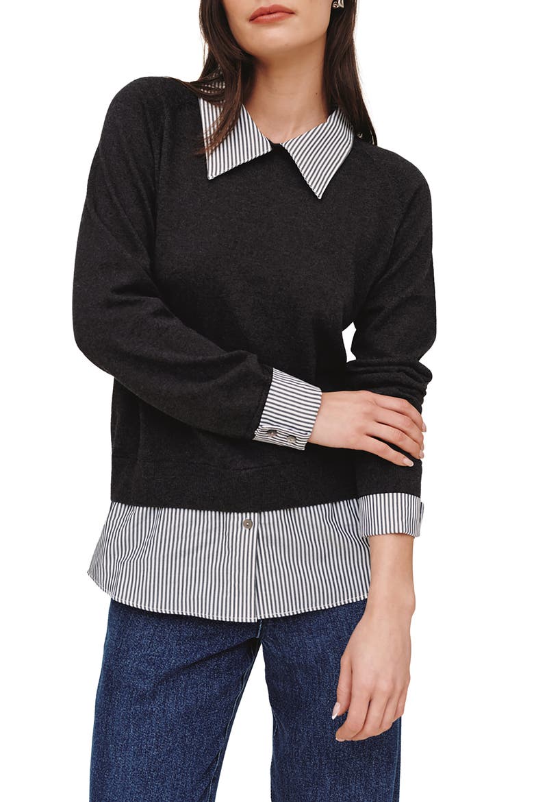 Mixed Layered Sweater, Main, color, VINTAGE BLACK