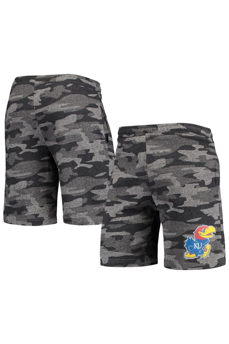Men's Concepts Sport Charcoal/Gray Kansas Jayhawks Camo Backup Terry Jam Lounge Shorts, Main, color, Charcoal
