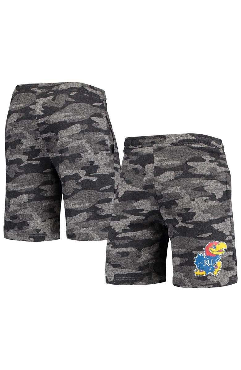 CONCEPTS SPORT Men's Concepts Sport Charcoal/Gray Kansas Jayhawks Camo Backup Terry Jam Lounge Shorts, Main, color, Charcoal