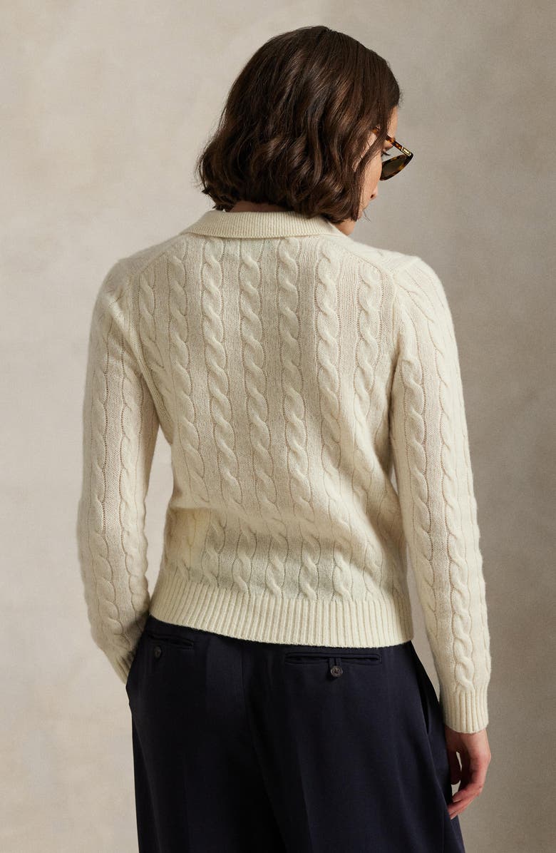 Polo Ralph Lauren Cable Stitch Wool & Cashmere Polo Sweater, Alternate, color, 