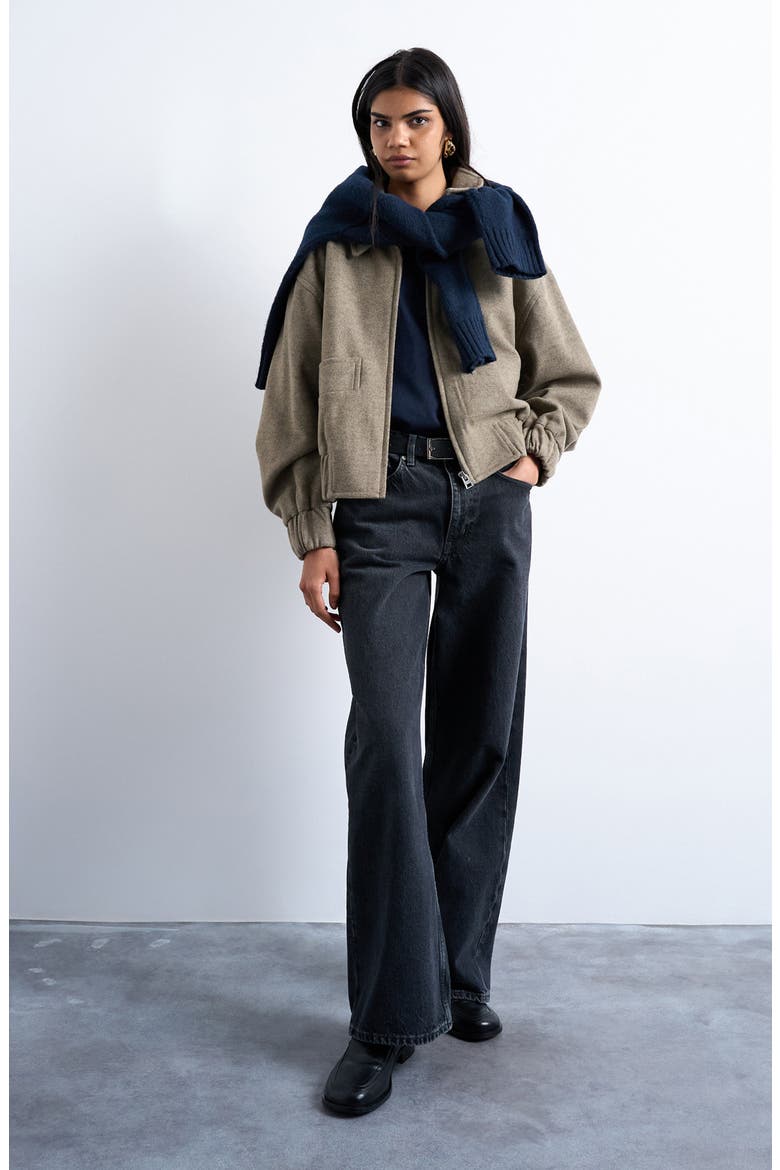 Crop Bomber Jacket, Alternate, color, BEIGE